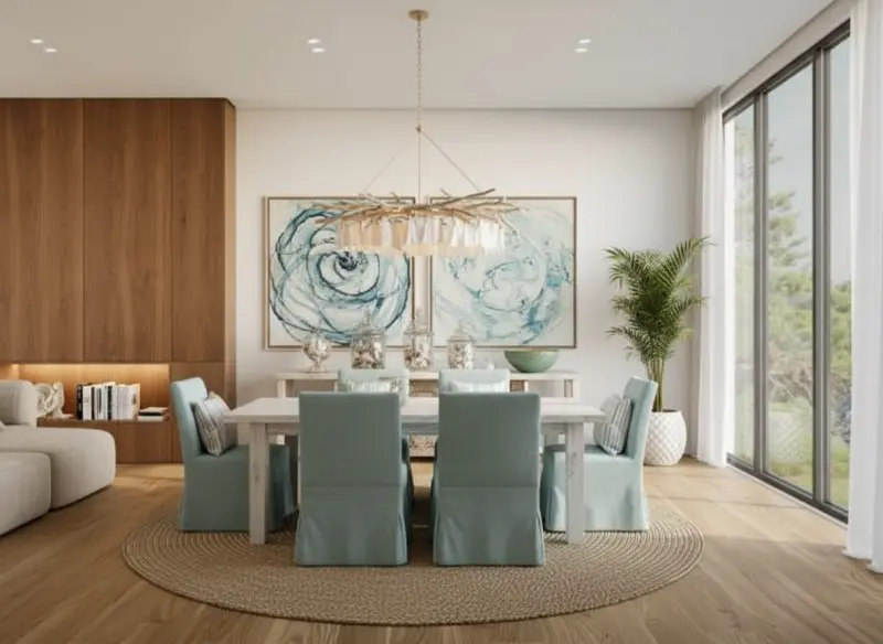 A room designed in the Coastal style using AInteriors interior design app.