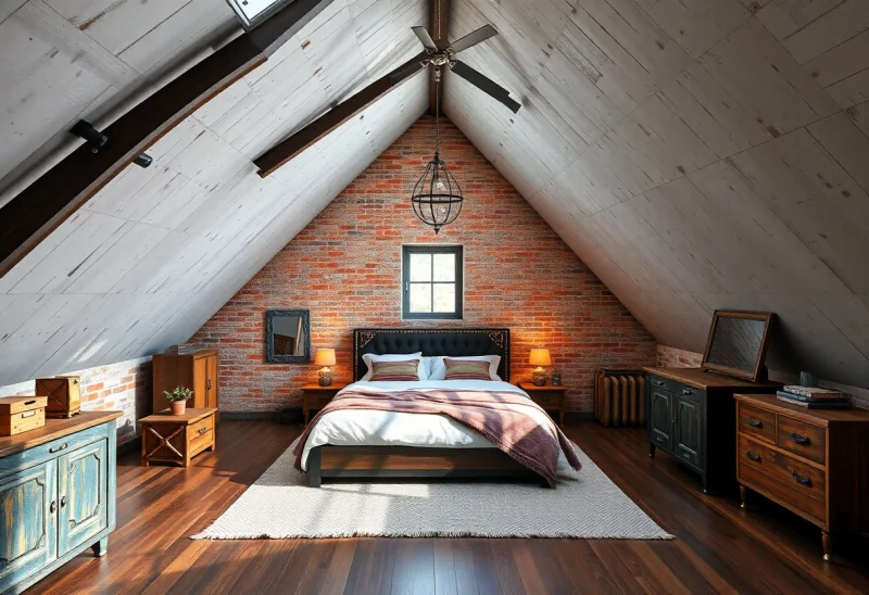 attic industrial bedroom design ideas