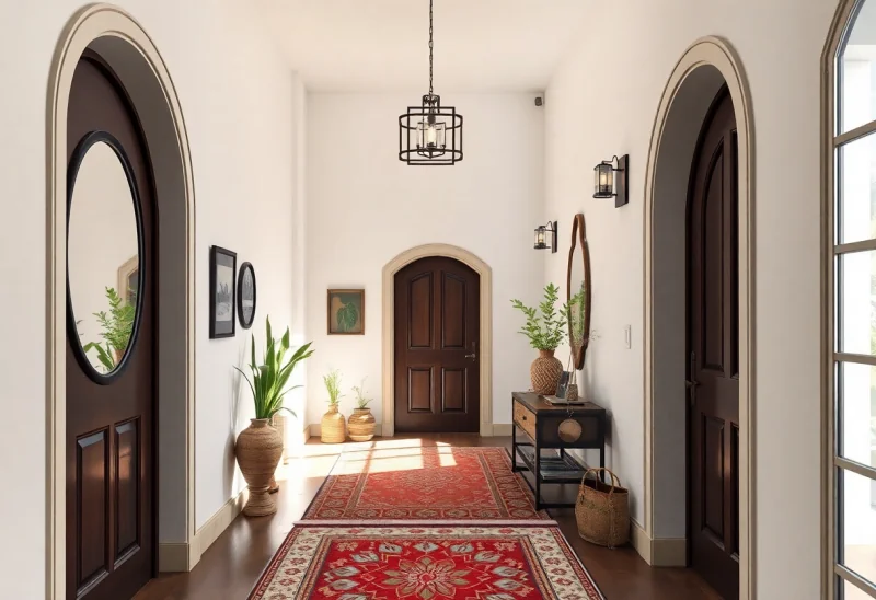 bohemian entryway layouts for narrow hallway