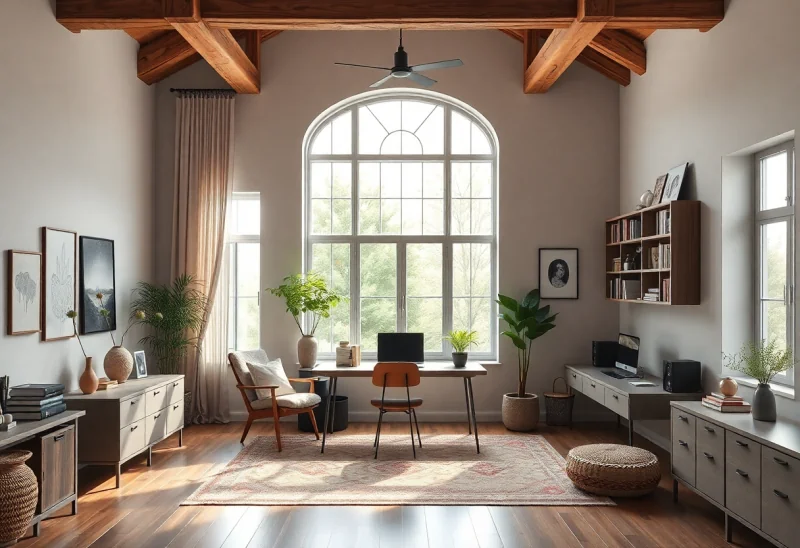 bohemian home office layouts for corner