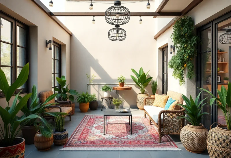 bohemian patio layouts for small balcony