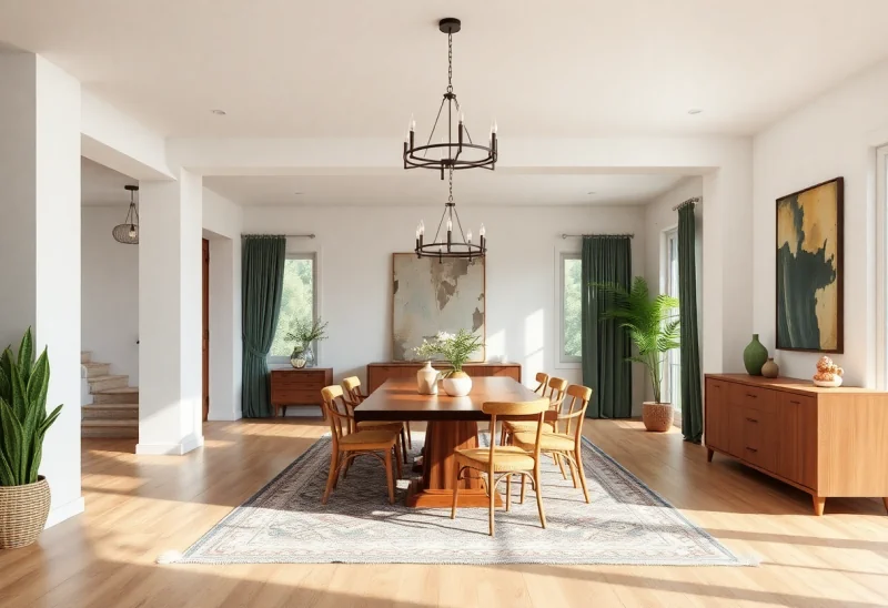 bohemian virtual staging for vacant dining room