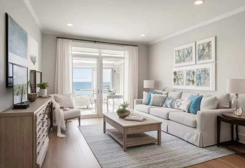 budget friendly coastal studio apartment virtual staging