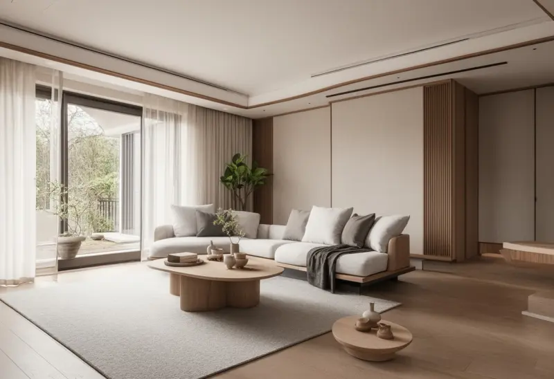 budget friendly japandi living room virtual staging