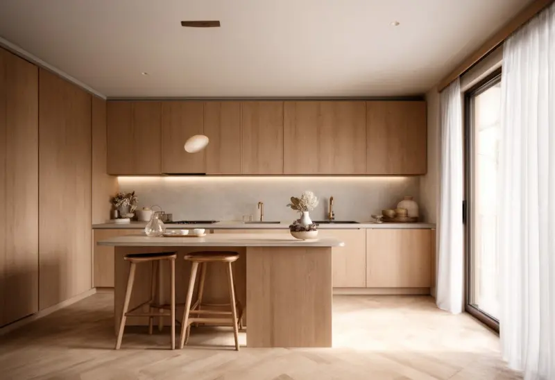 budget friendly japandi small kitchen virtual staging