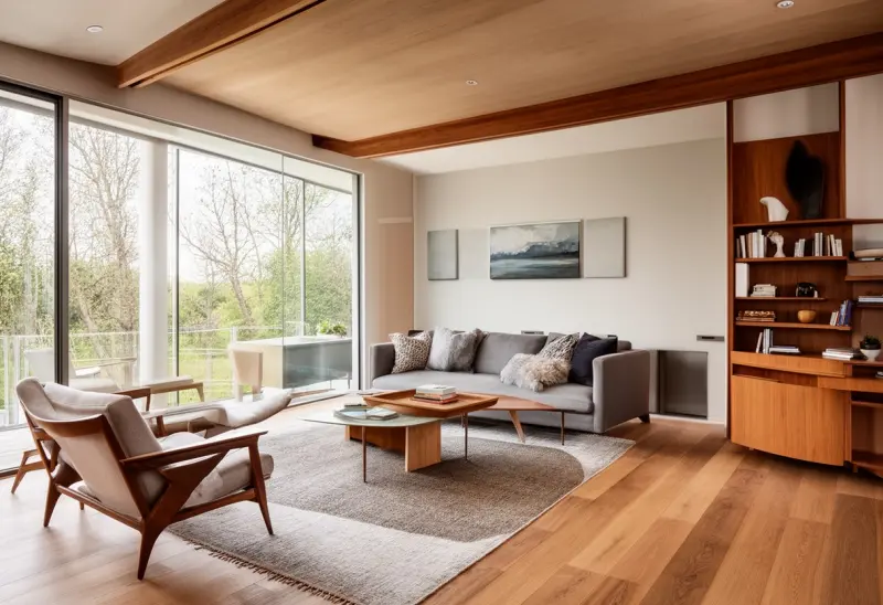 budget friendly mid century modern living room virtual staging