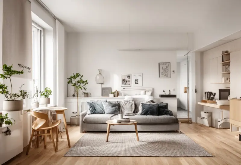 budget friendly scandinavian studio apartment virtual staging