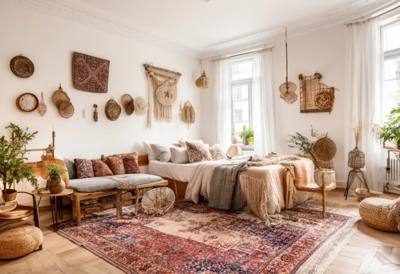 classic peaceful bohemian studio apartment ai makeover