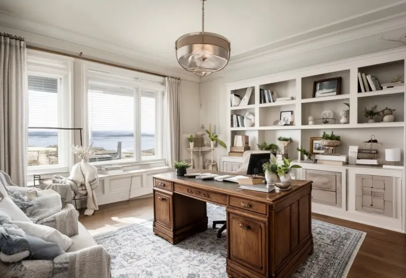 classic peaceful coastal home office ai makeover