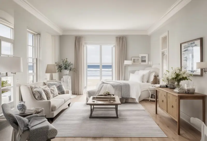 classic peaceful coastal studio apartment ai makeover