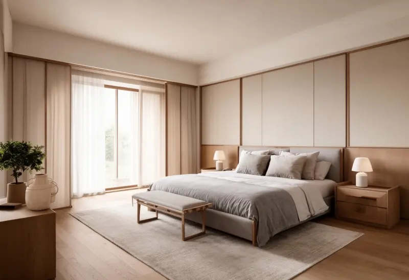 AI design of a Classic & Peaceful Japandi Bedroom