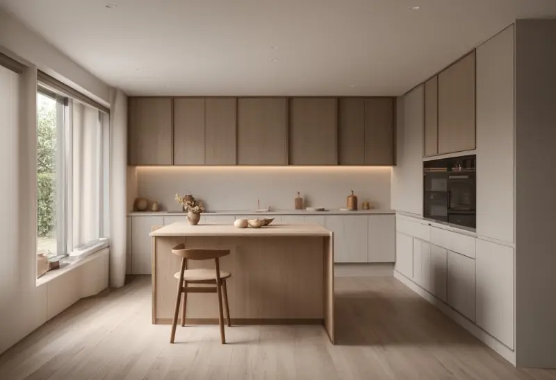 classic peaceful japandi small kitchen ai makeover