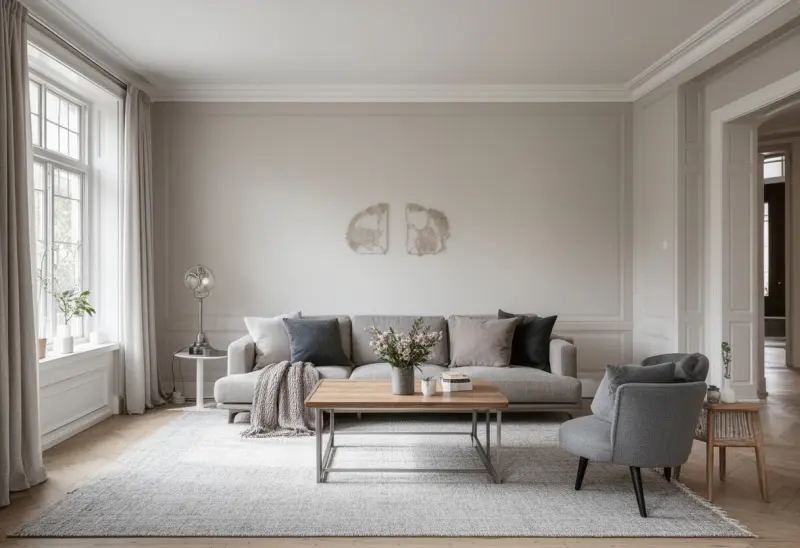 classic peaceful scandinavian living room ai makeover