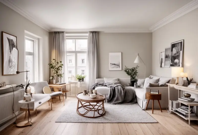classic peaceful scandinavian studio apartment ai makeover