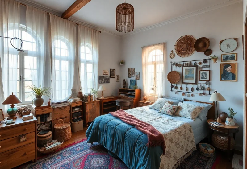 cluttered bohemian bedroom design ideas