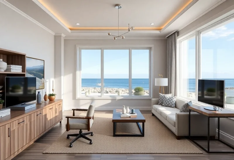 coastal home office layouts for corner