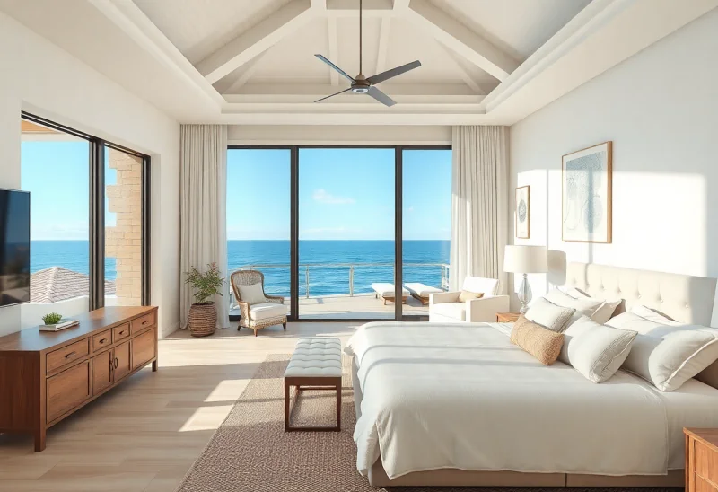 coastal virtual staging for high end bedroom