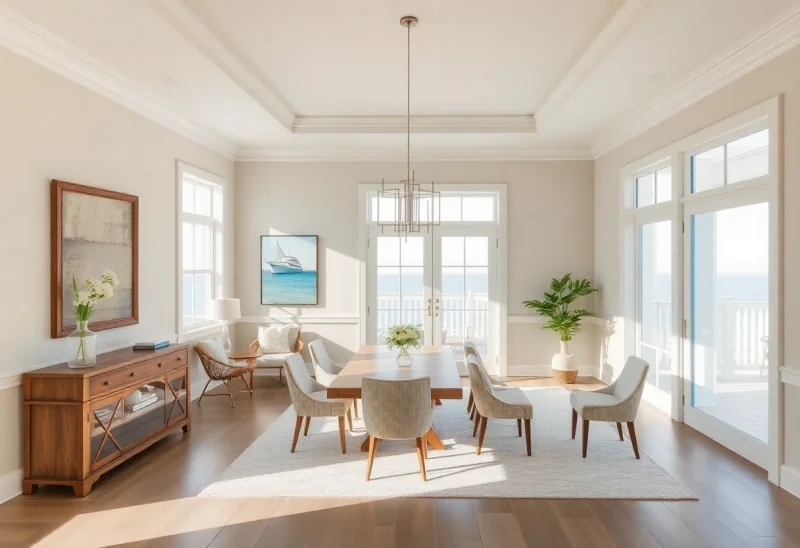coastal virtual staging for vacant dining room