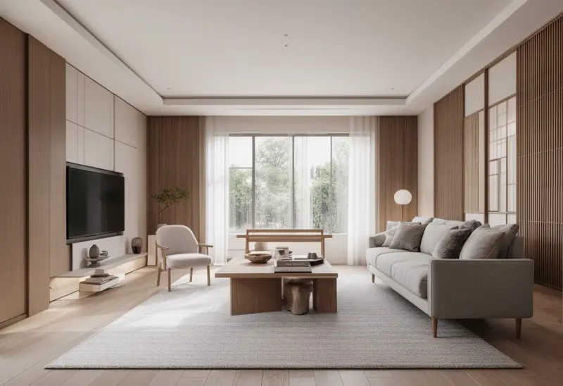 comfortable japandi living room design inspiration