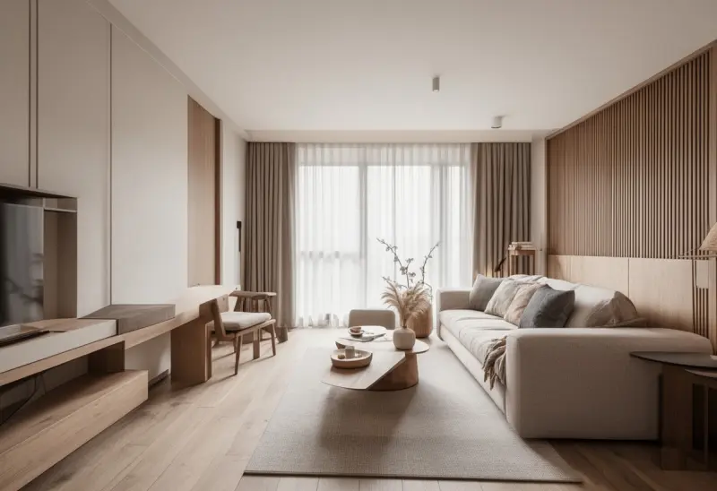 comfortable japandi studio apartment design inspiration