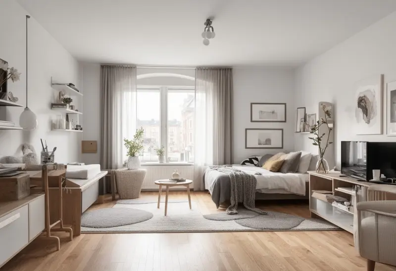 comfortable scandinavian studio apartment design inspiration