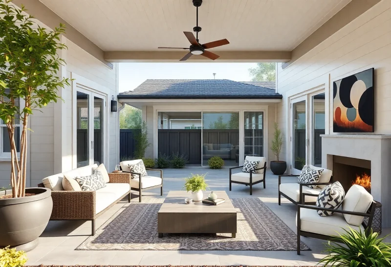 contemporary virtual staging for curb appeal patio