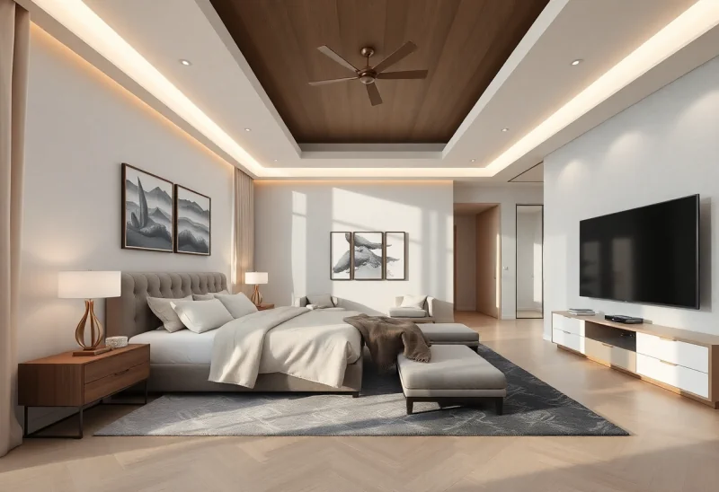 contemporary virtual staging for high end bedroom