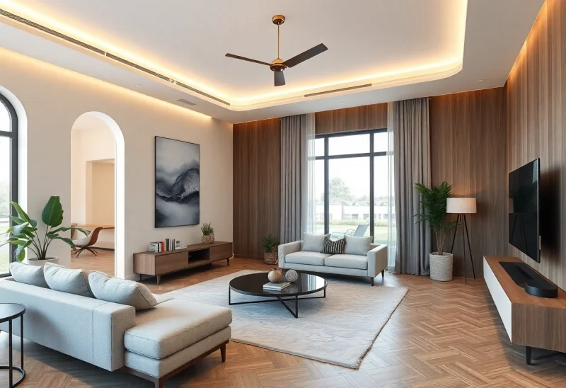 contemporary virtual staging for vacant living room