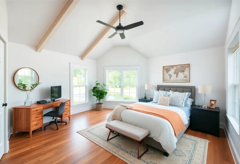 converted bedroom modern farmhouse home office design ideas