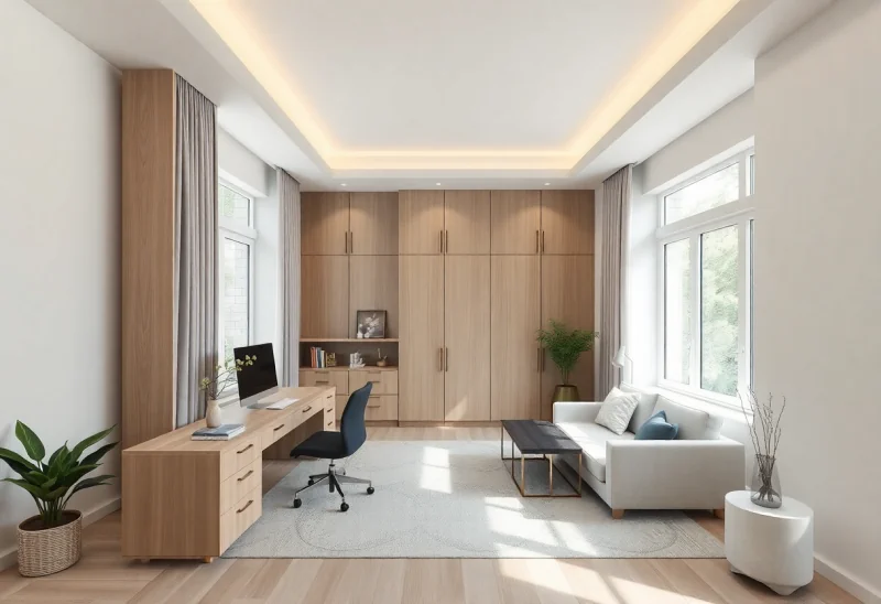 converted bedroom neutral home office design ideas