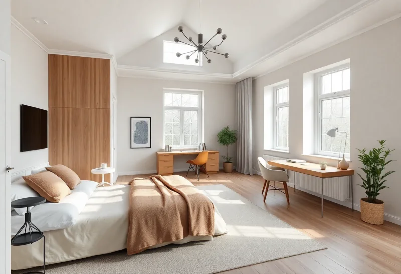 converted bedroom scandinavian home office design ideas