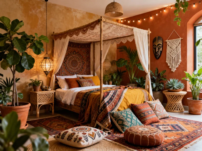 cozy bohemian bedroom room design