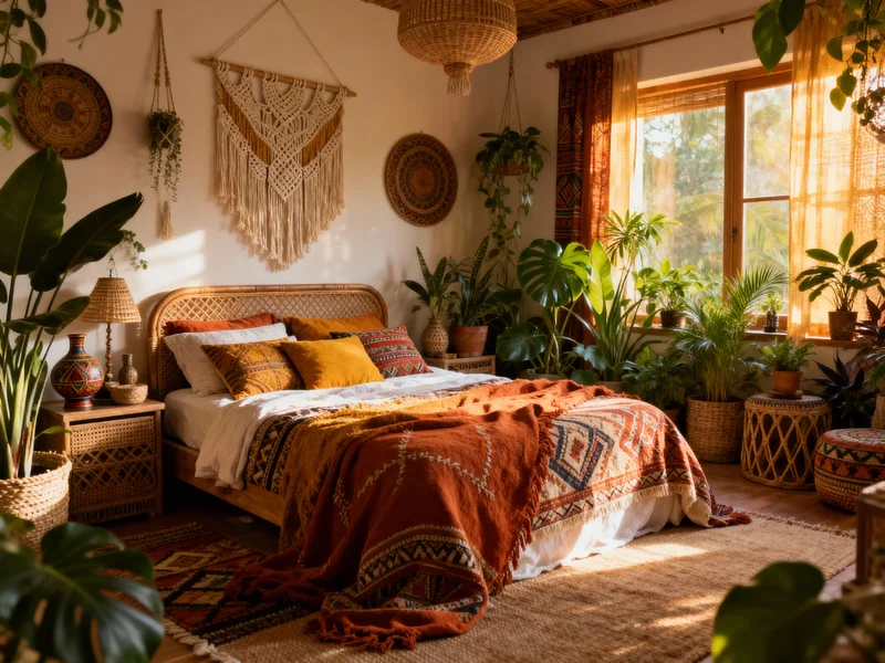 cozy bohemian bedroom room makeover