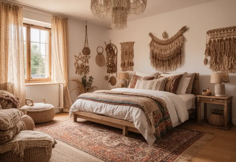 cozy warm bohemian bedroom ai design ideas