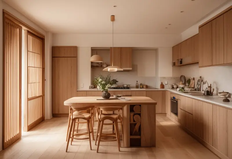 cozy warm japandi small kitchen ai design ideas