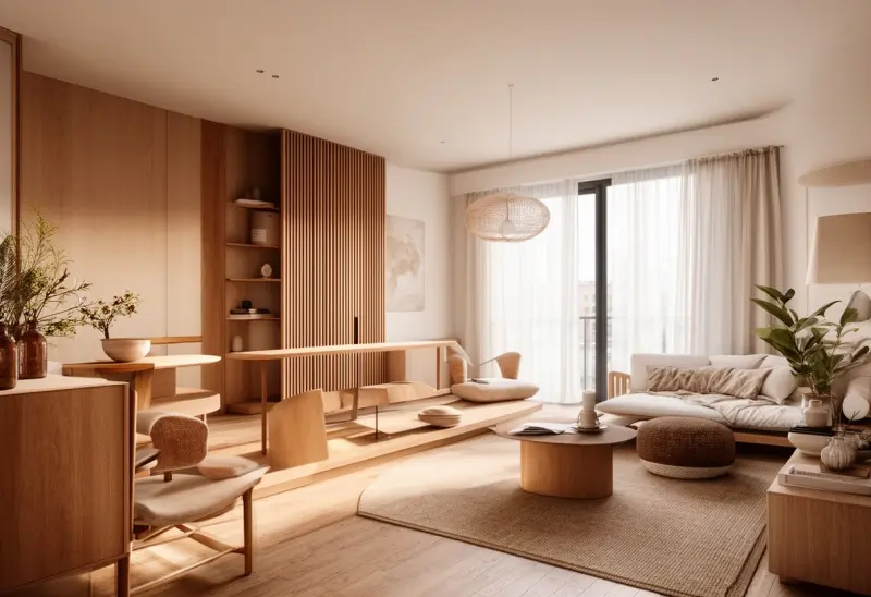 cozy warm japandi studio apartment ai design ideas