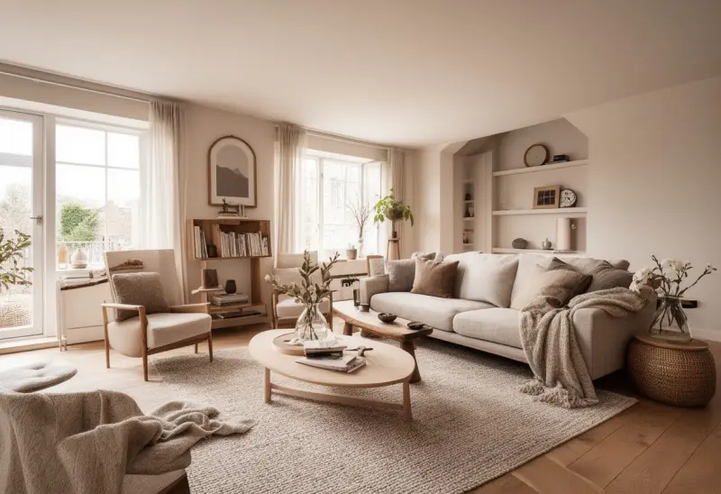 cozy warm scandinavian living room ai design ideas