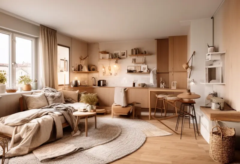 cozy warm scandinavian studio apartment ai design ideas
