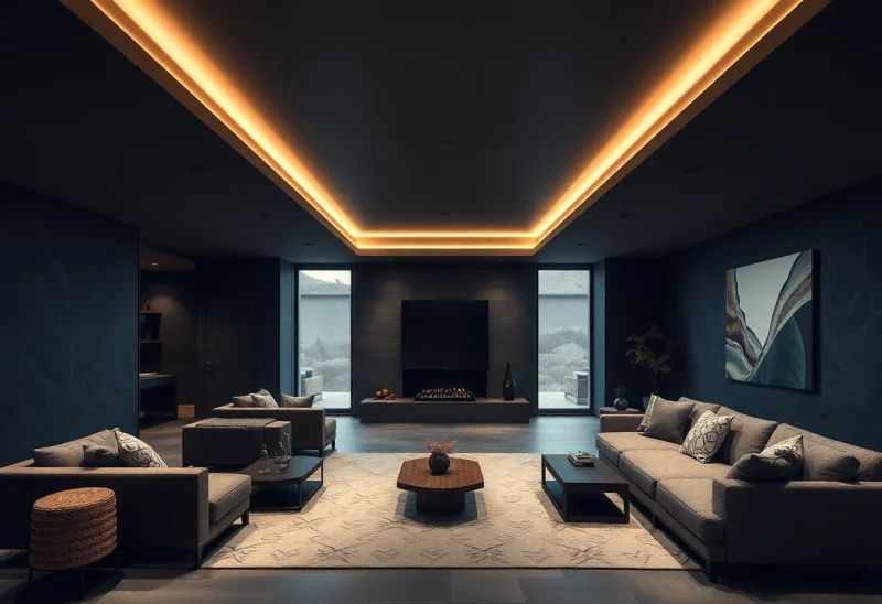 dark coastal basement design ideas