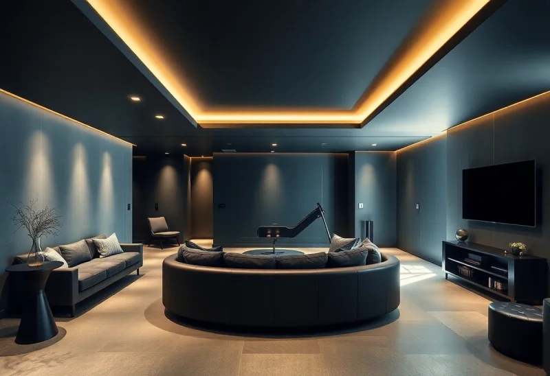 dark contemporary basement design ideas