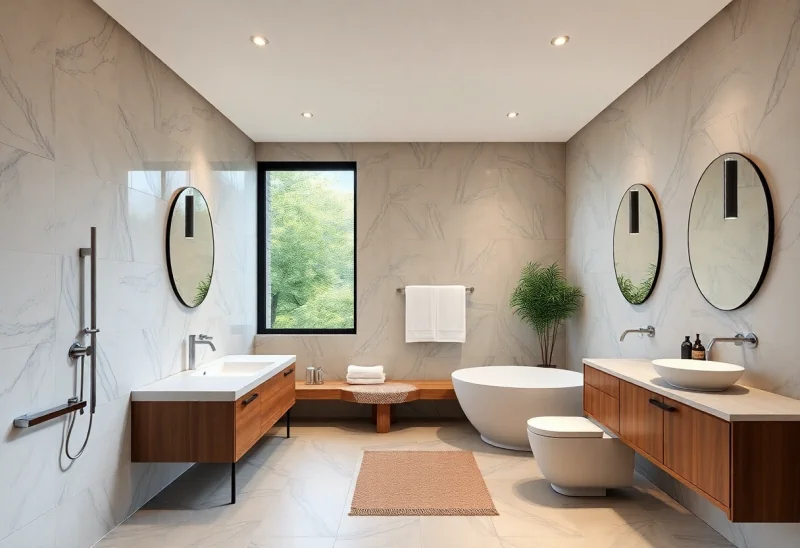 ensuite mid century modern bathroom design ideas