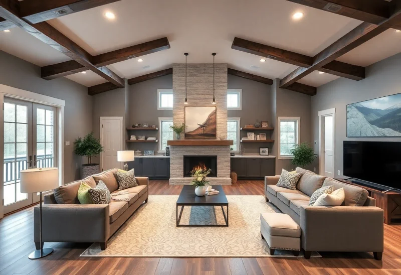 family room modern farmhouse basement design ideas