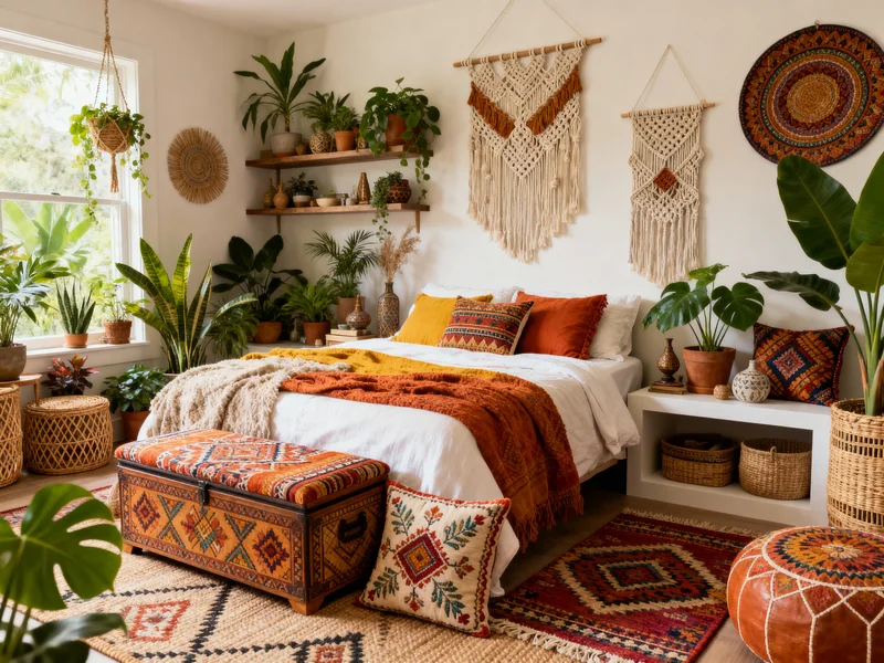 functional bohemian bedroom interior design