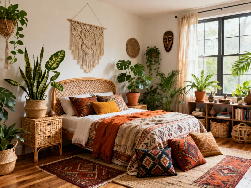 functional bohemian bedroom room design