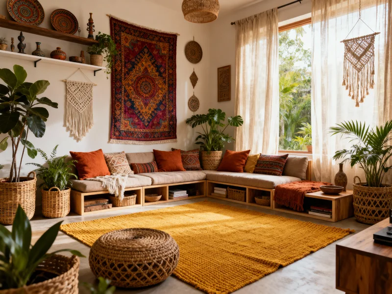 functional bohemian living room home renovation