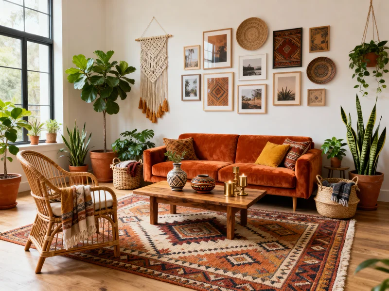 functional bohemian living room interior design