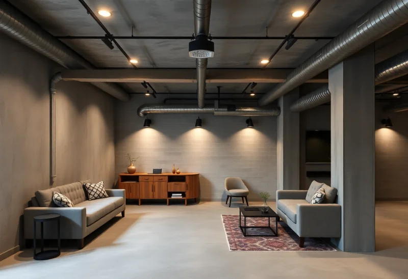 in law suite industrial basement design ideas