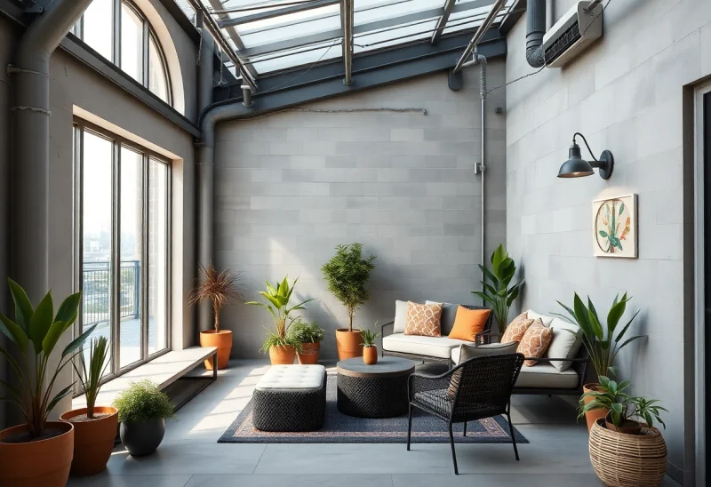 industrial patio layouts for small balcony