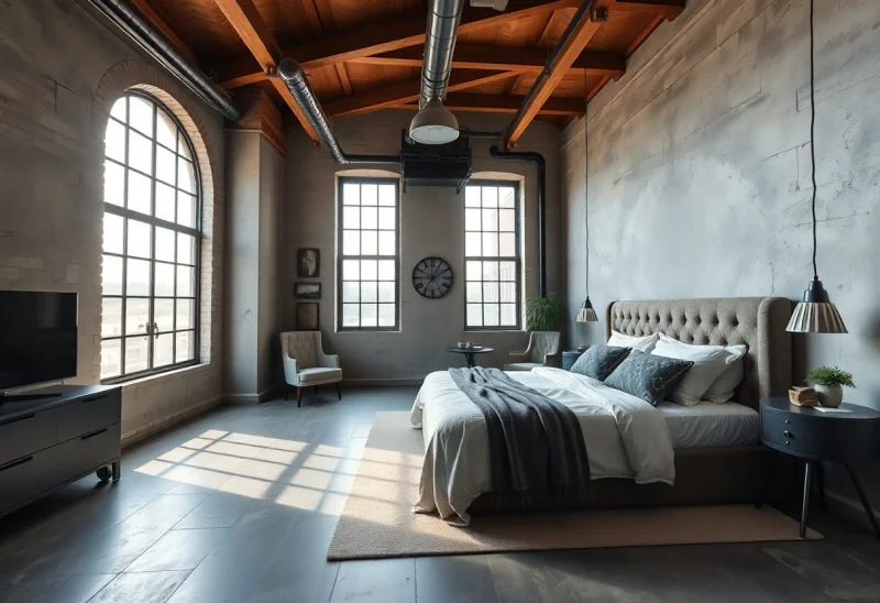 industrial virtual staging for high end bedroom