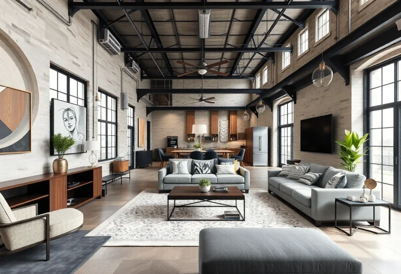 industrial virtual staging for luxury listing living room
